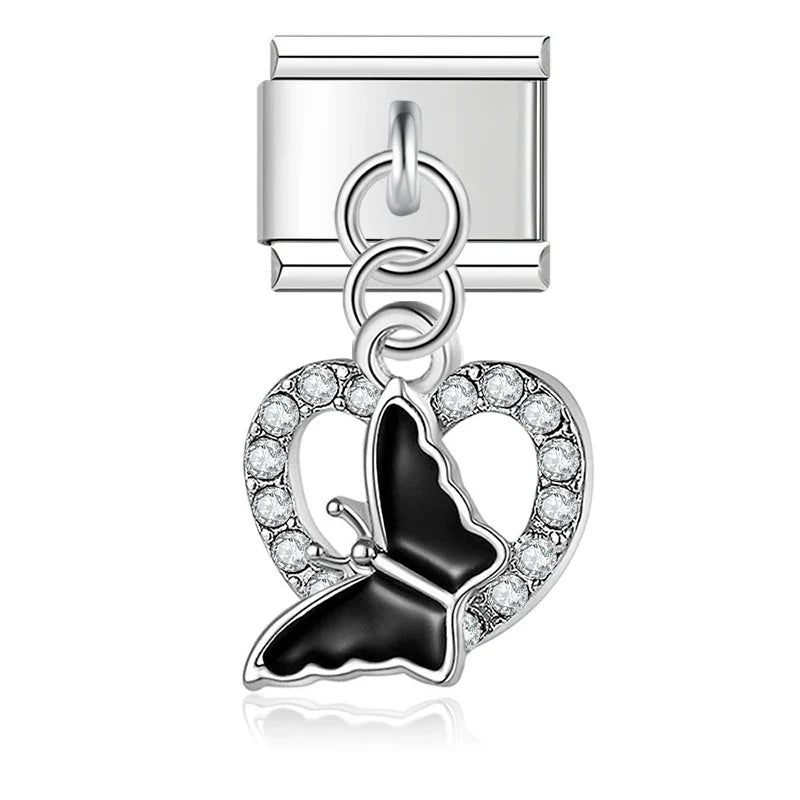 Charm Poisson et Papillon CZ - DJ317-G