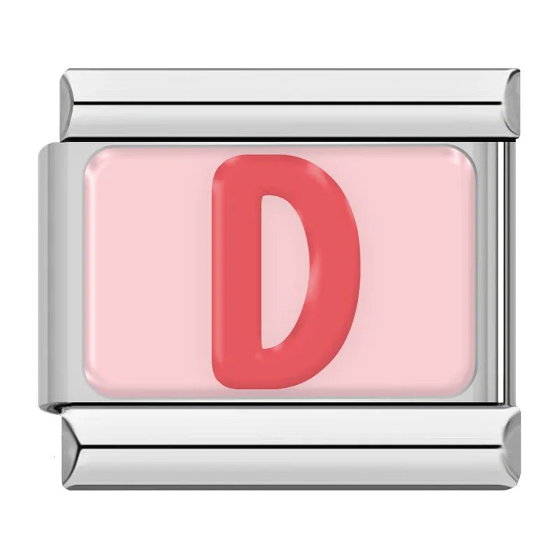 Red Colorful Letter Charm Collection โ 9mm Italian Bracelet