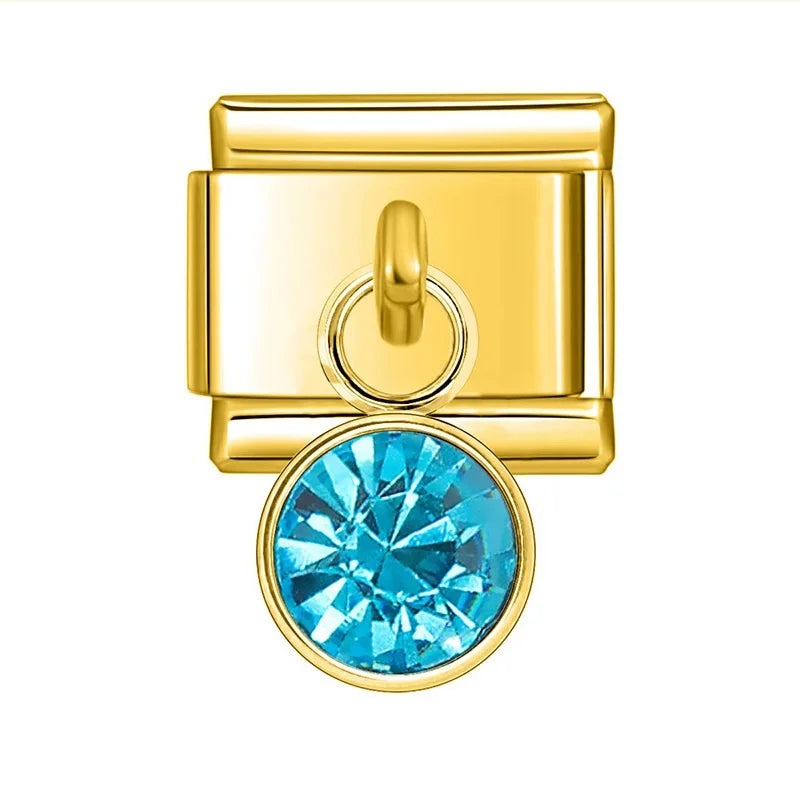 Gold Birthstone Charm Collection โ 9mm Italian Bracelet