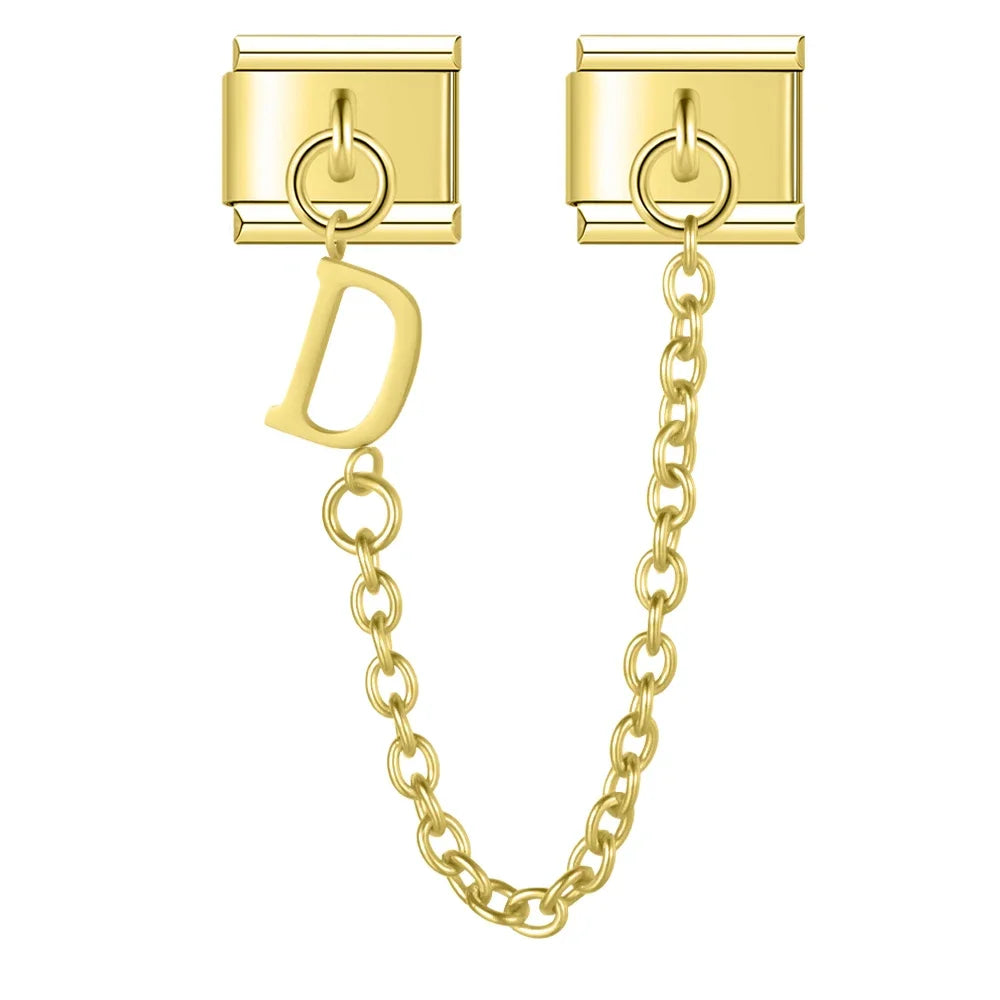 Silver & Gold Letter Charm Collection โ 9mm Italian Bracelet
