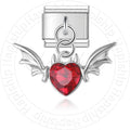 Pendentif Cœur Rouge et Ailes Argentées