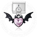 Pendentif Cœur Rose et Ailes Noires