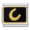 Charm Croissant de Lune Doré à Pierres