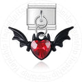 Pendentif Cœur Rouge et Ailes Noires