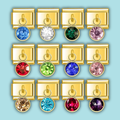 Gold Birthstone Charm Collection — 9mm Italian Bracelet