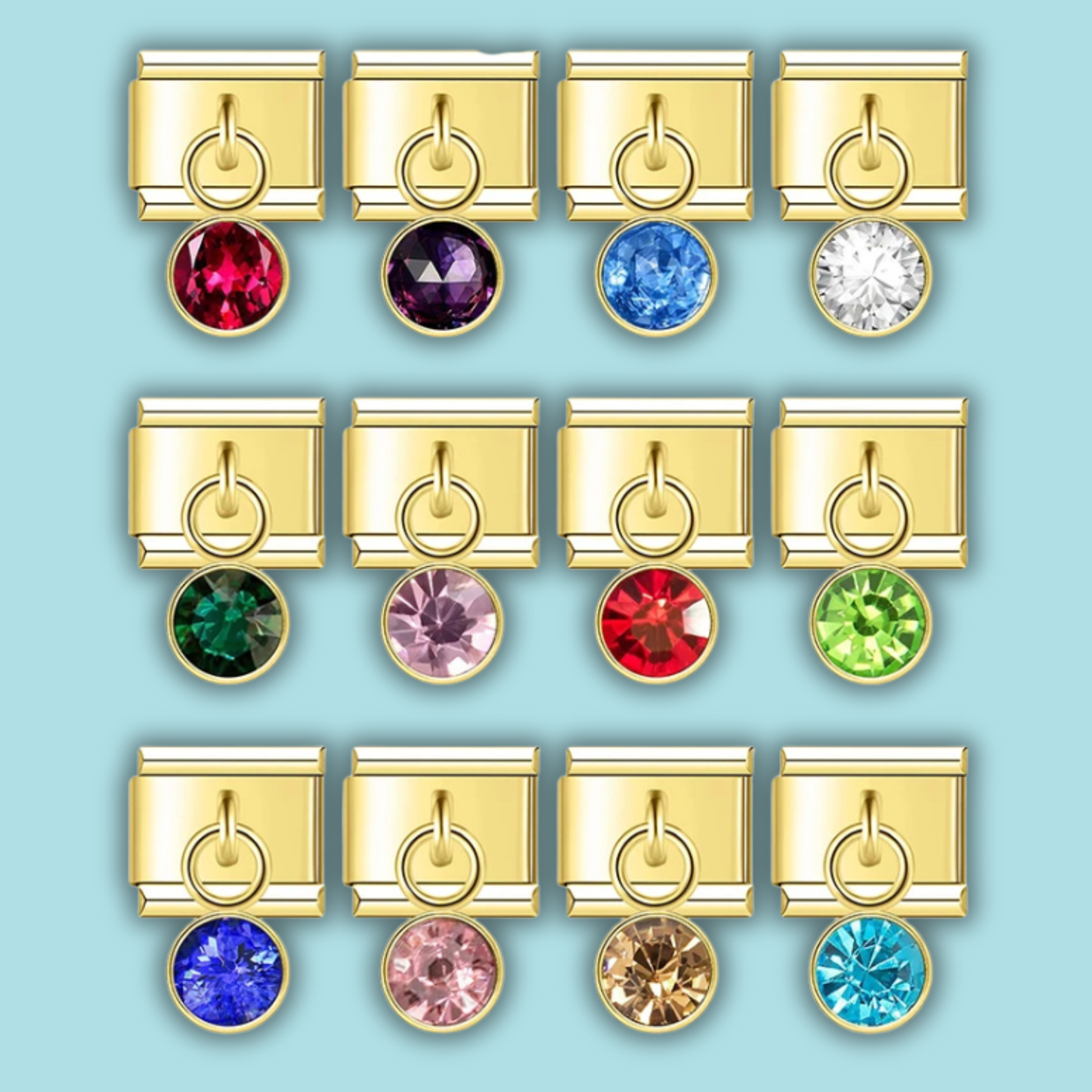 CZ Birthstone Charm Collection — 9mm Italian Bracelet