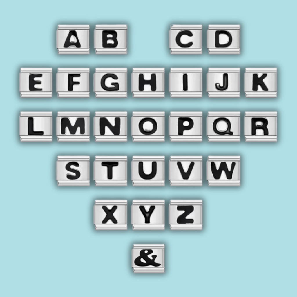 Ensemble de charms Alphabet Noir sur Blanc — photo du produit