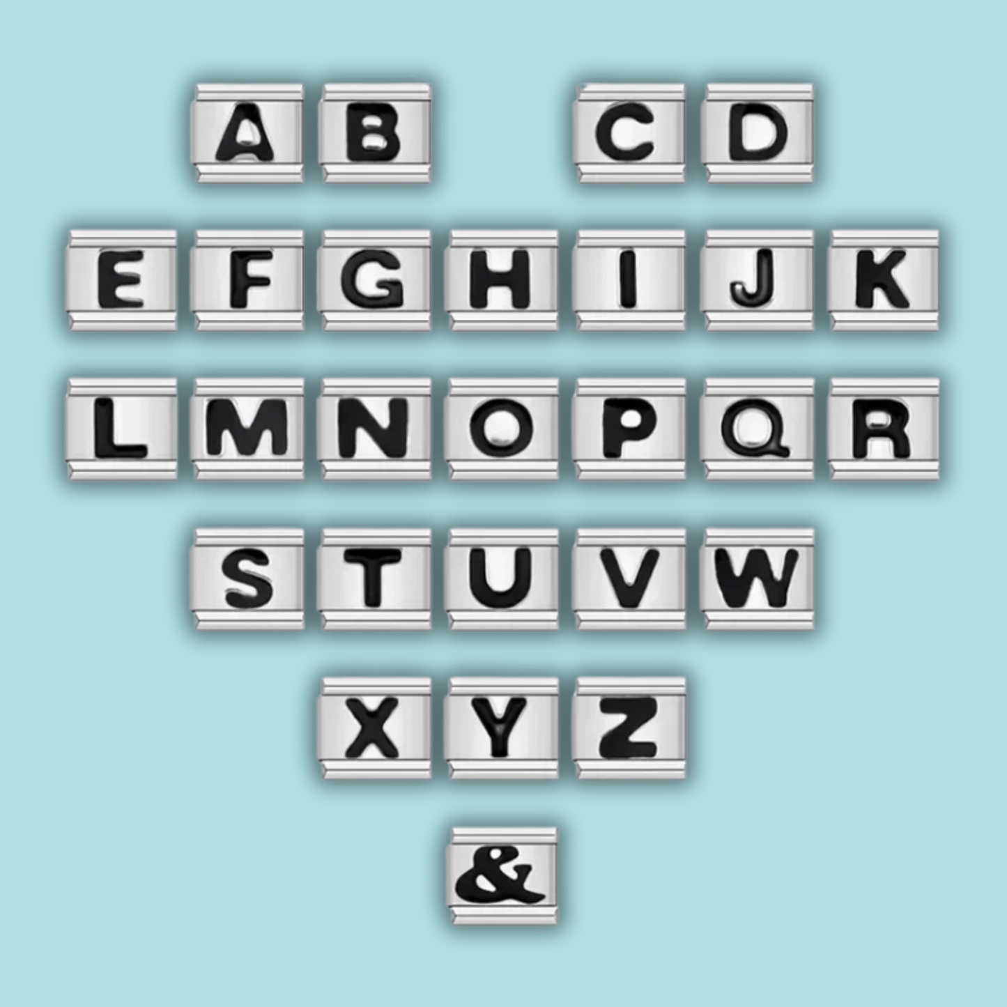 Black Letter Charm Collection — 9mm Italian Bracelet
