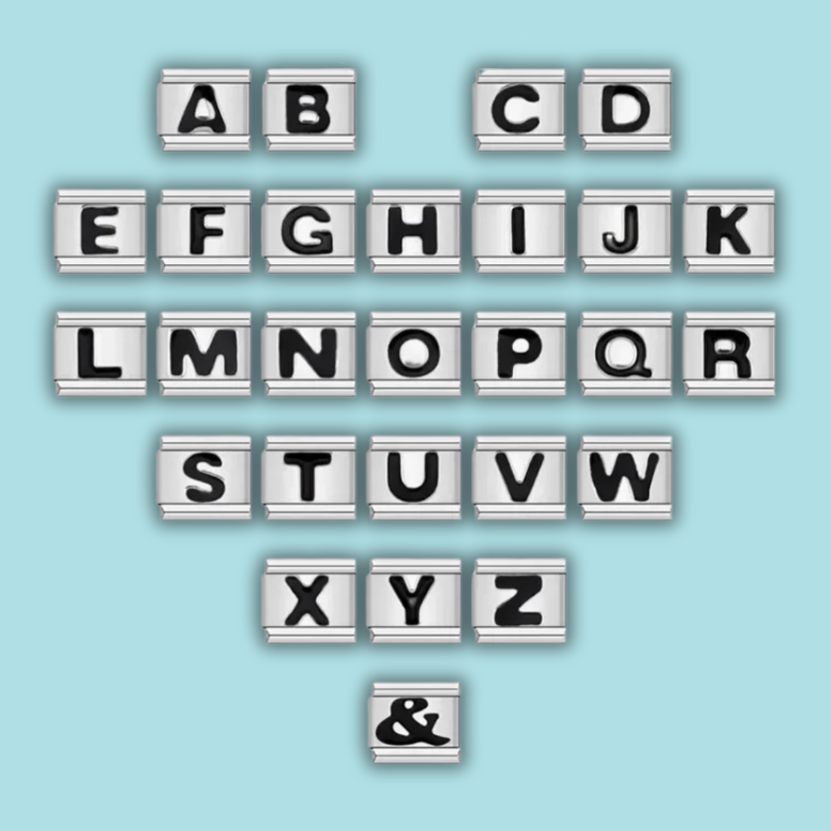 Ensemble de charms Alphabet Noir sur Blanc — photo du produit