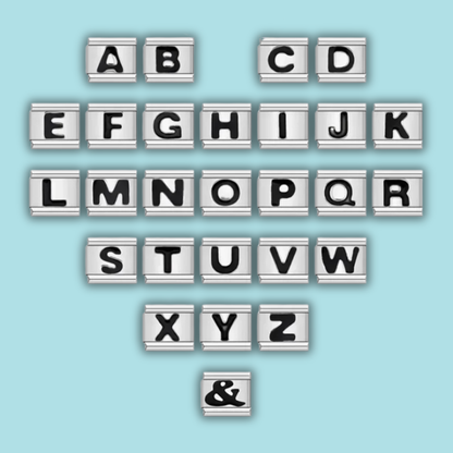 Black Letter Charm Collection — 9mm Italian Bracelet