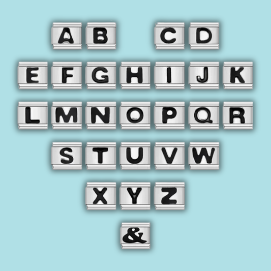 Black Letter Charm Collection — 9mm Italian Bracelet