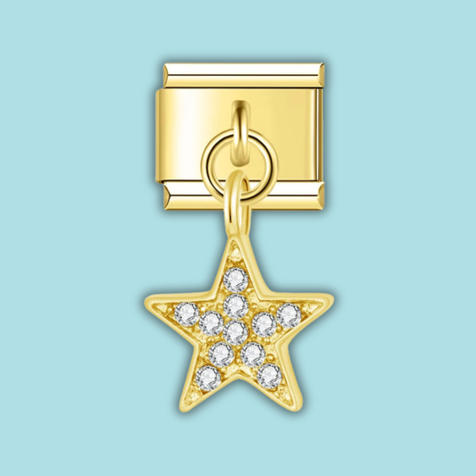 Crystal Star Dangle Charm — 9mm Italian Bracelet