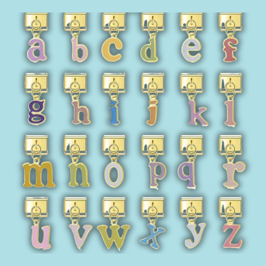 Colorful Lowercase Letter Charm Collection — 9mm Italian Bracelet
