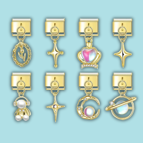 Cross Heart Crown Charm Collection — 9mm Italian Bracelet