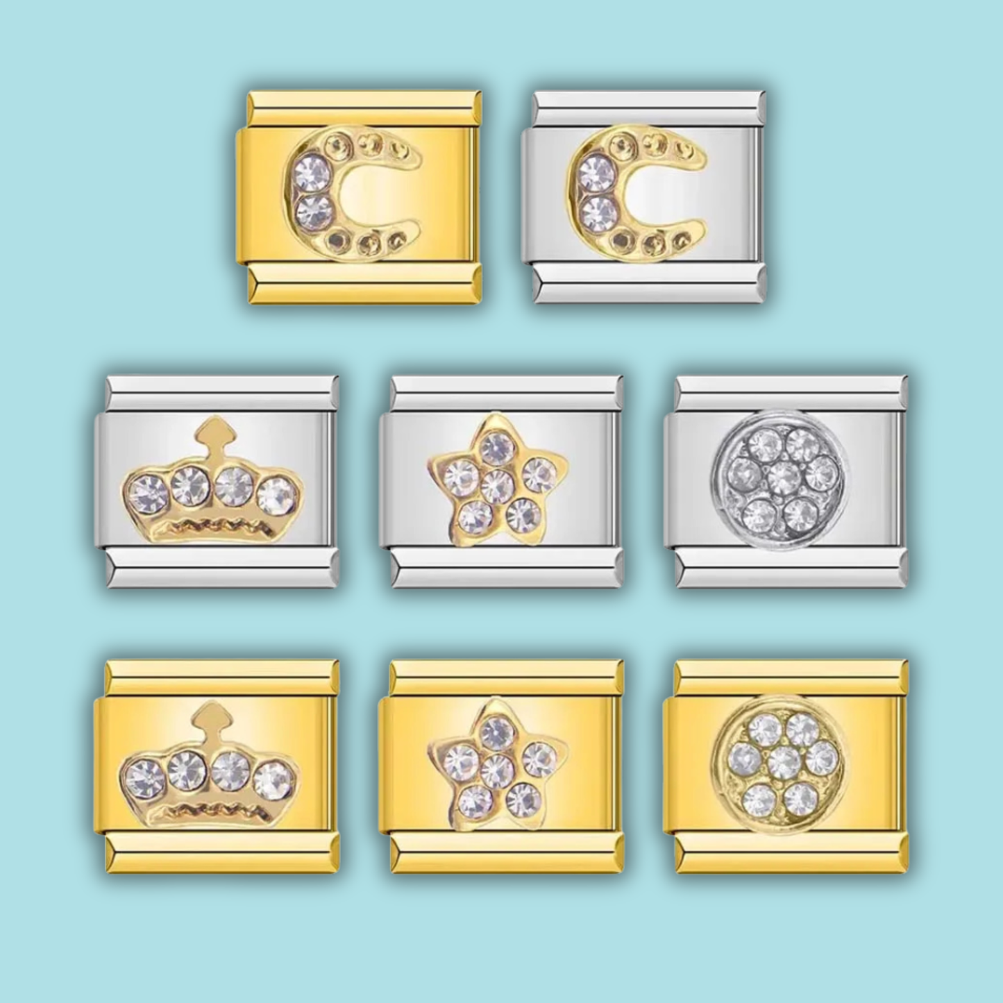 Crown & Wings Charm Collection — 9mm Italian Bracelet