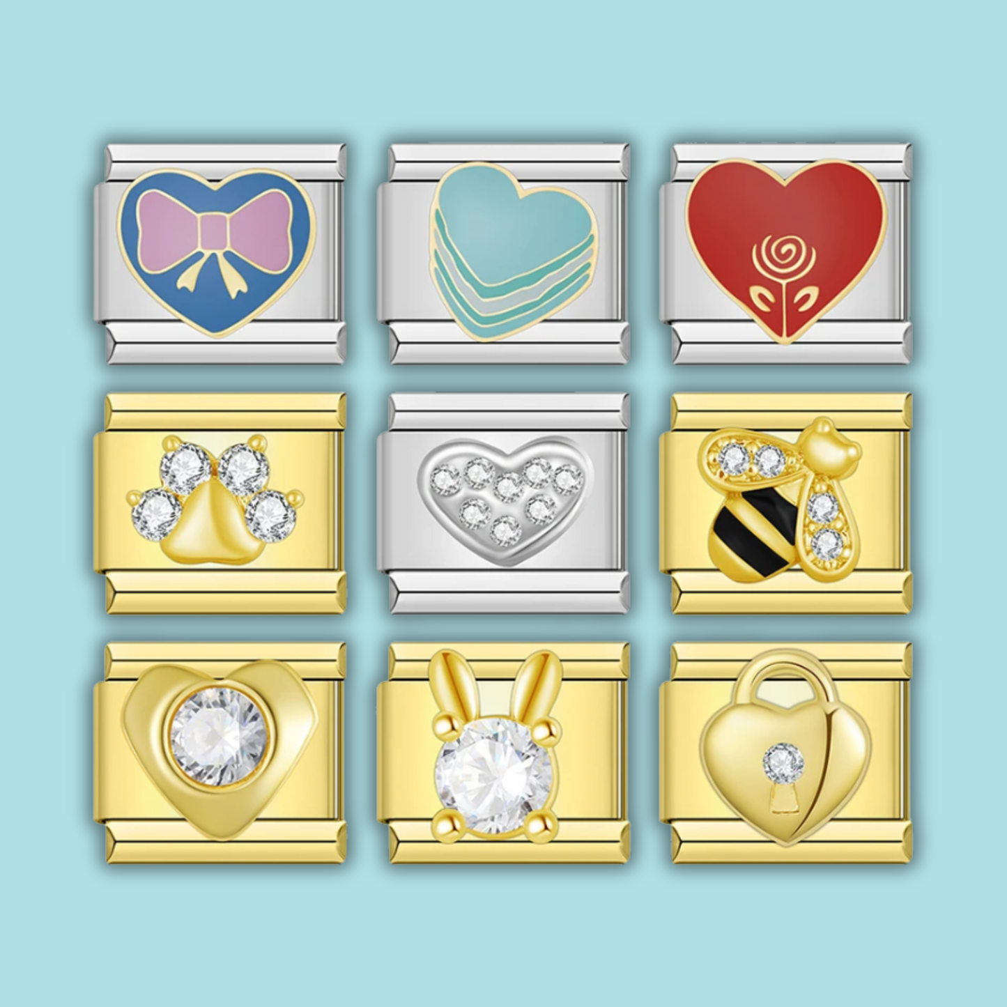 Crystal Heart Charm Collection — 9mm Italian Bracelet