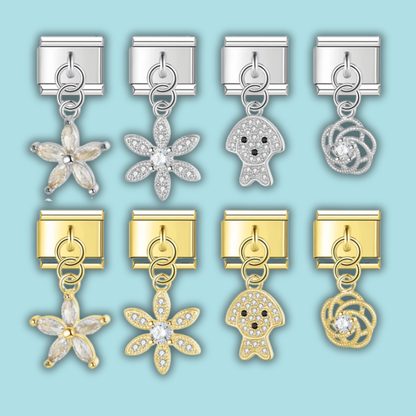 Dog & Flower Charm Collection — 9mm Italian Bracelet