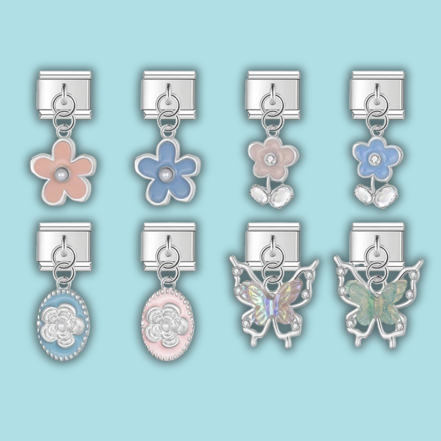 Butterfly & Flower Charm Collection — 9mm Italian Bracelet
