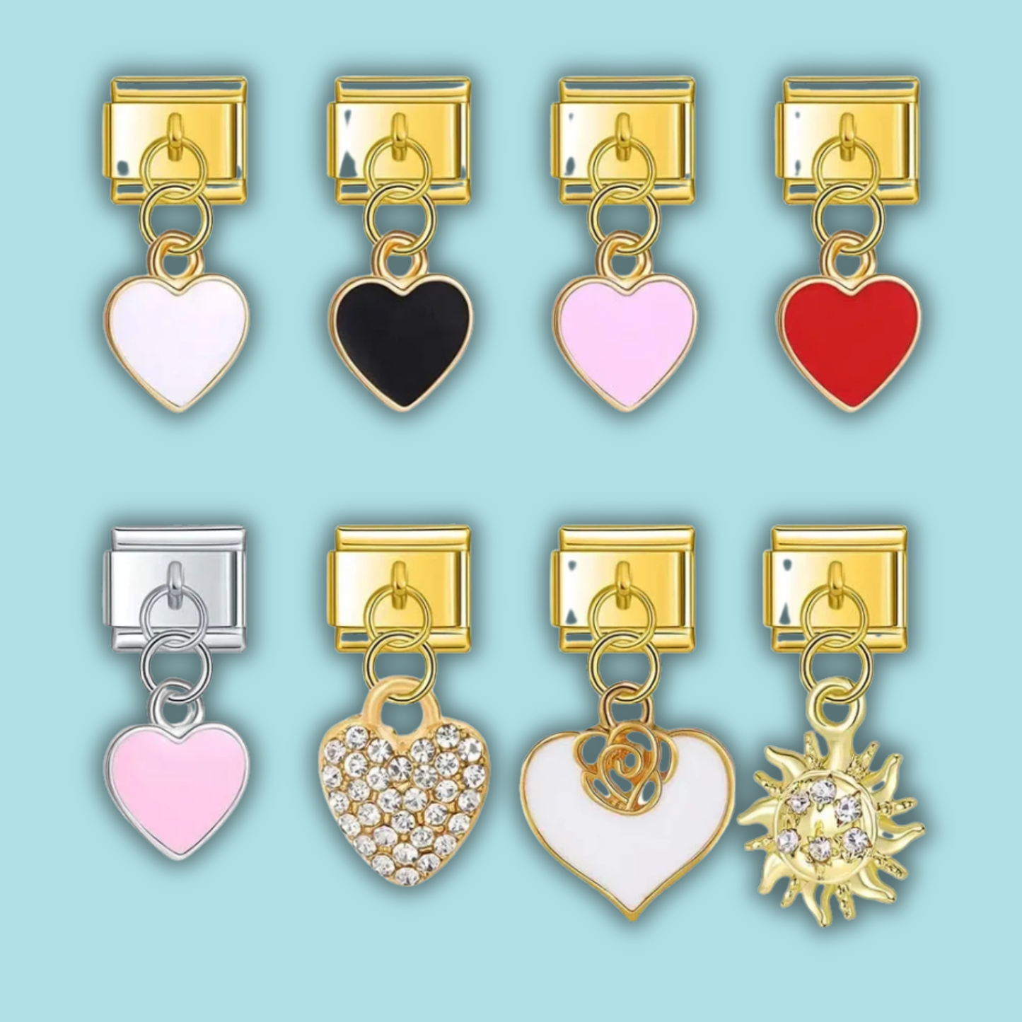 Glaze Sun Heart Charm Collection — 9mm Italian Bracelet