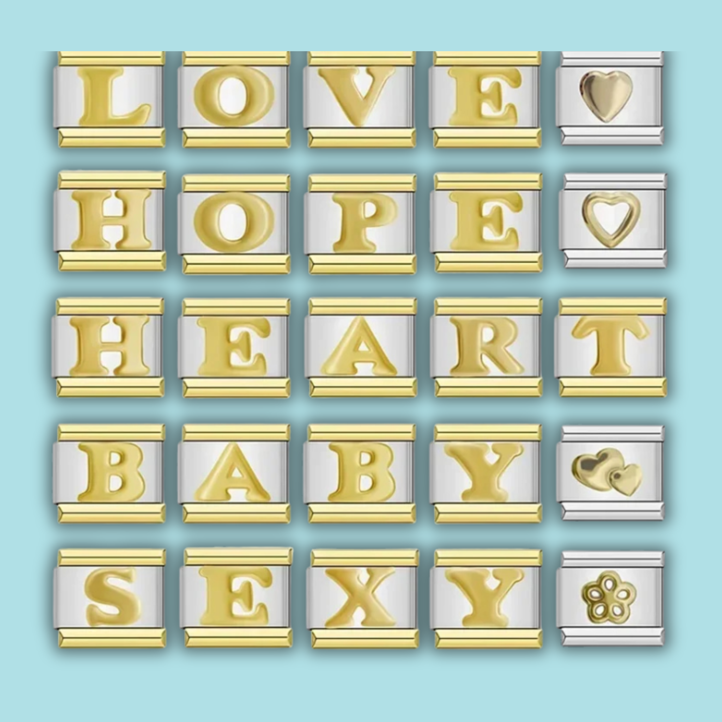 Gold Letter Charm Collection — 9mm Italian Bracelet