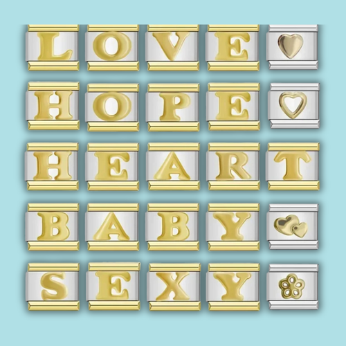 Gold Letter Charm Collection — 9mm Italian Bracelet