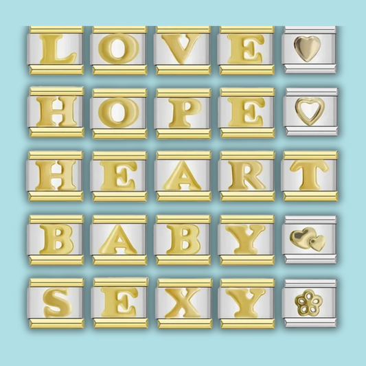 Gold Letter Charm Collection — 9mm Italian Bracelet