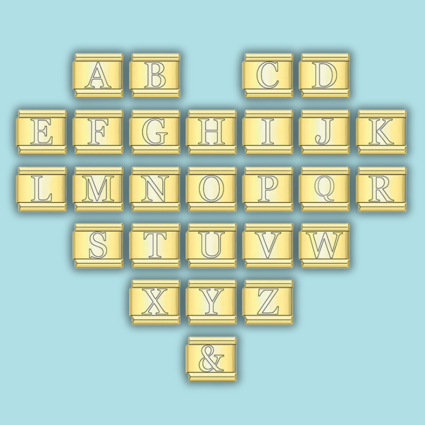 Gold Letter Charm Collection Vol. 2 — 9mm Italian Bracelet