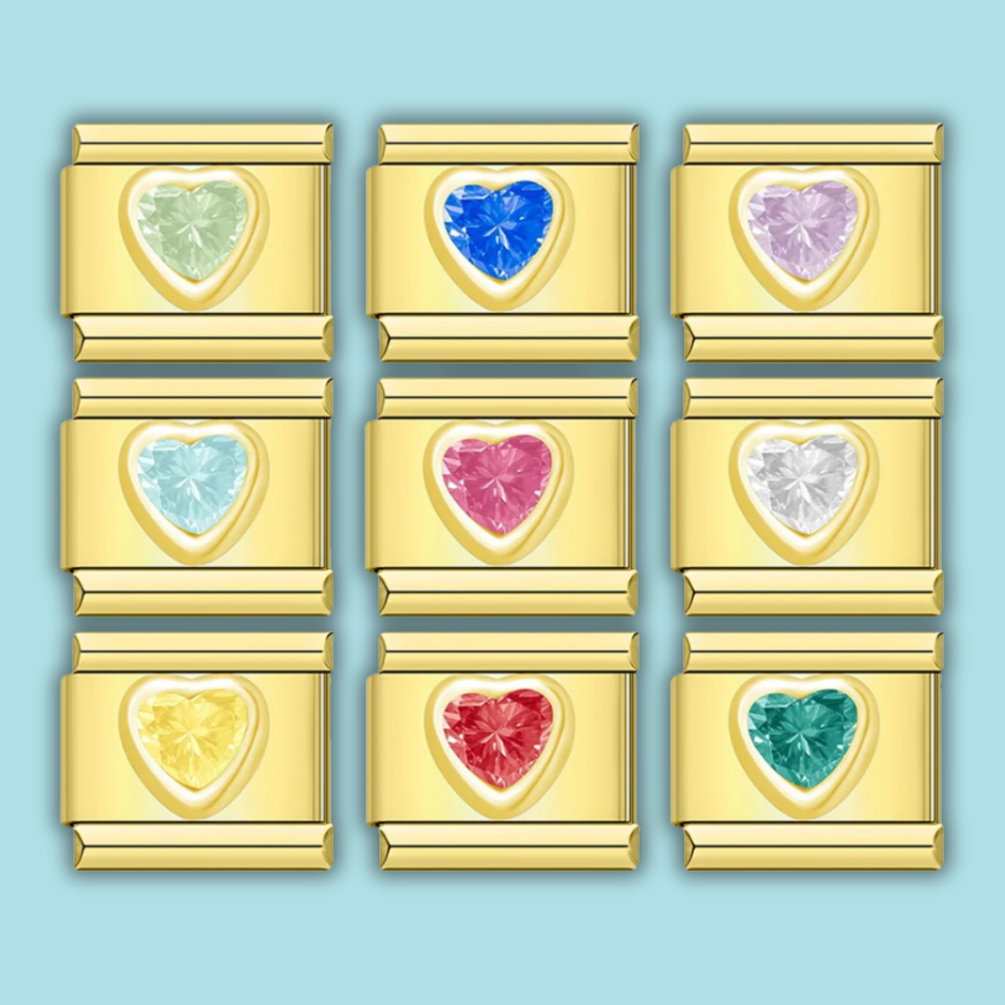 Colorful Heart & Flower Charm Collection — 9mm Italian Bracelet