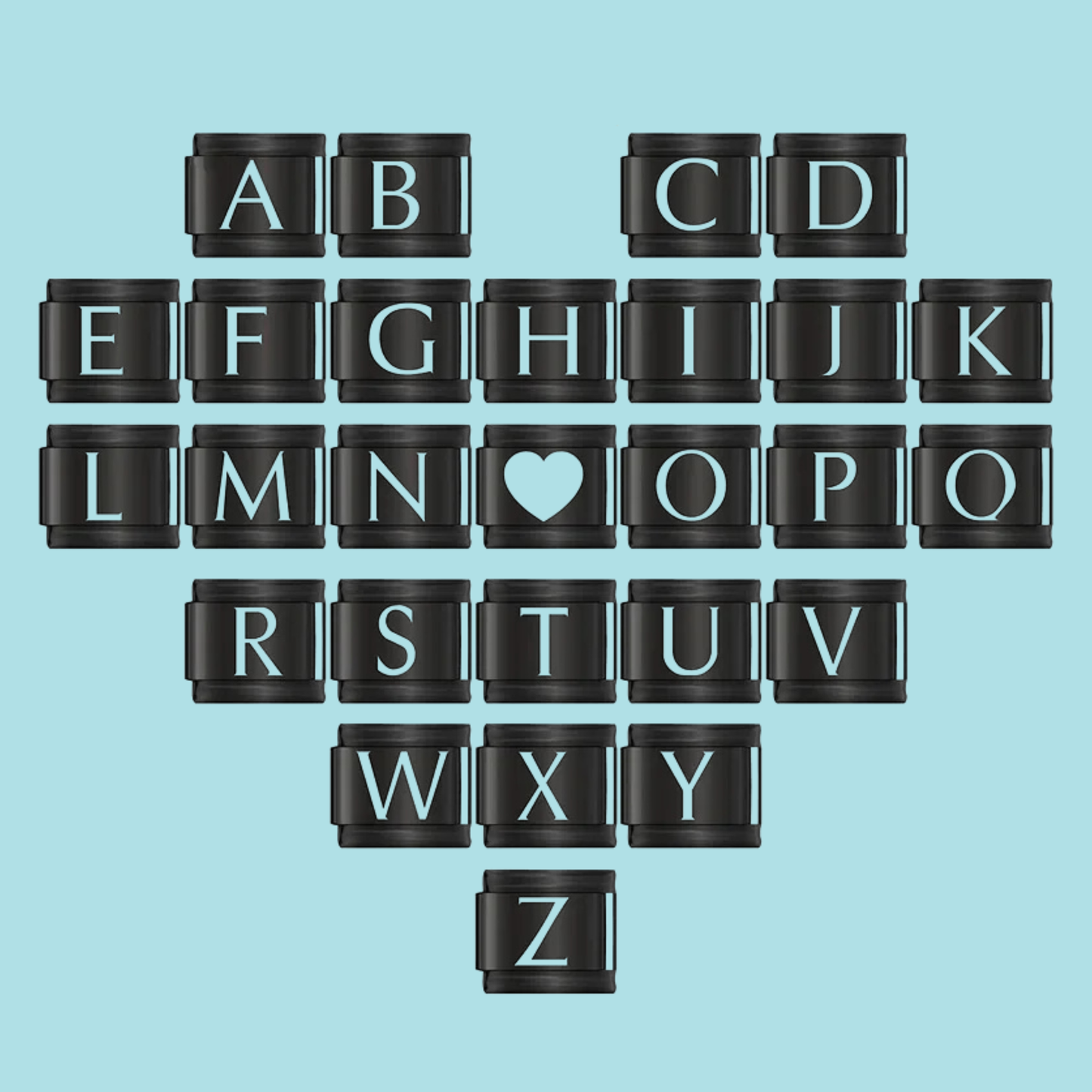 Black Letter Charm Collection Vol. 3 — 9mm Italian Bracelet