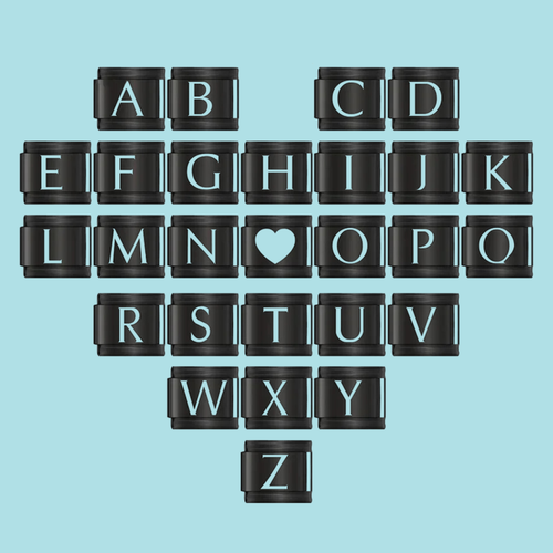 Black Letter Charm Collection Vol. 3 — 9mm Italian Bracelet