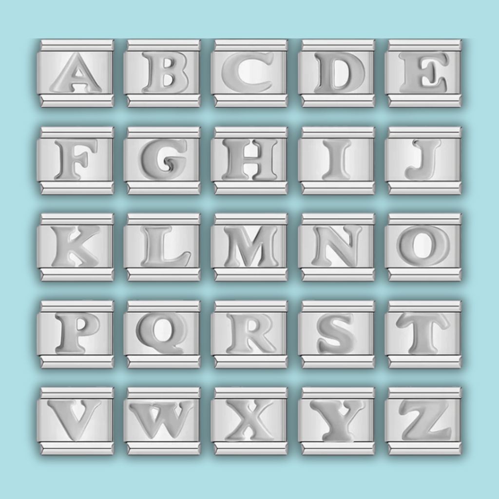 Ensemble de charms Alphabet Argenté à Lettres Fines — photo du produit