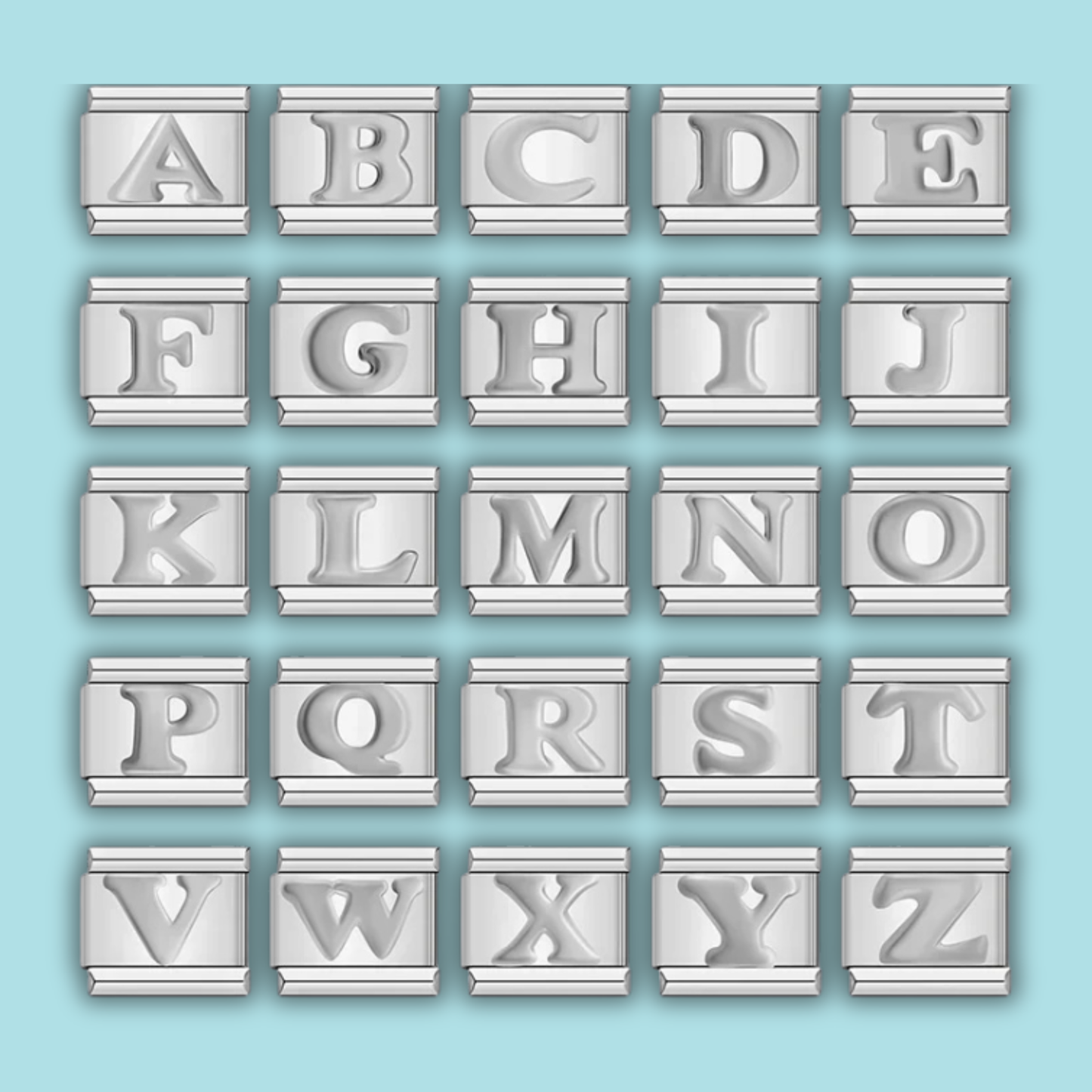 Silver Letter Charm Collection — 9mm Italian Bracelet