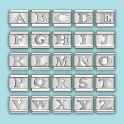 Silver Letter Charm Collection — 9mm Italian Bracelet