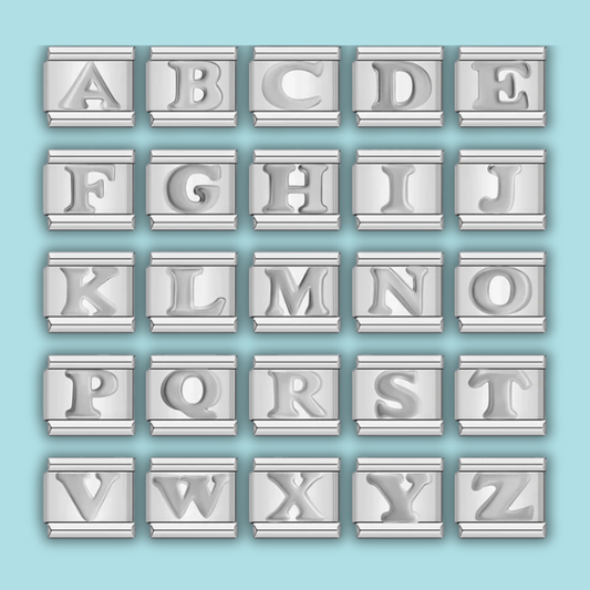 Silver Letter Charm Collection — 9mm Italian Bracelet