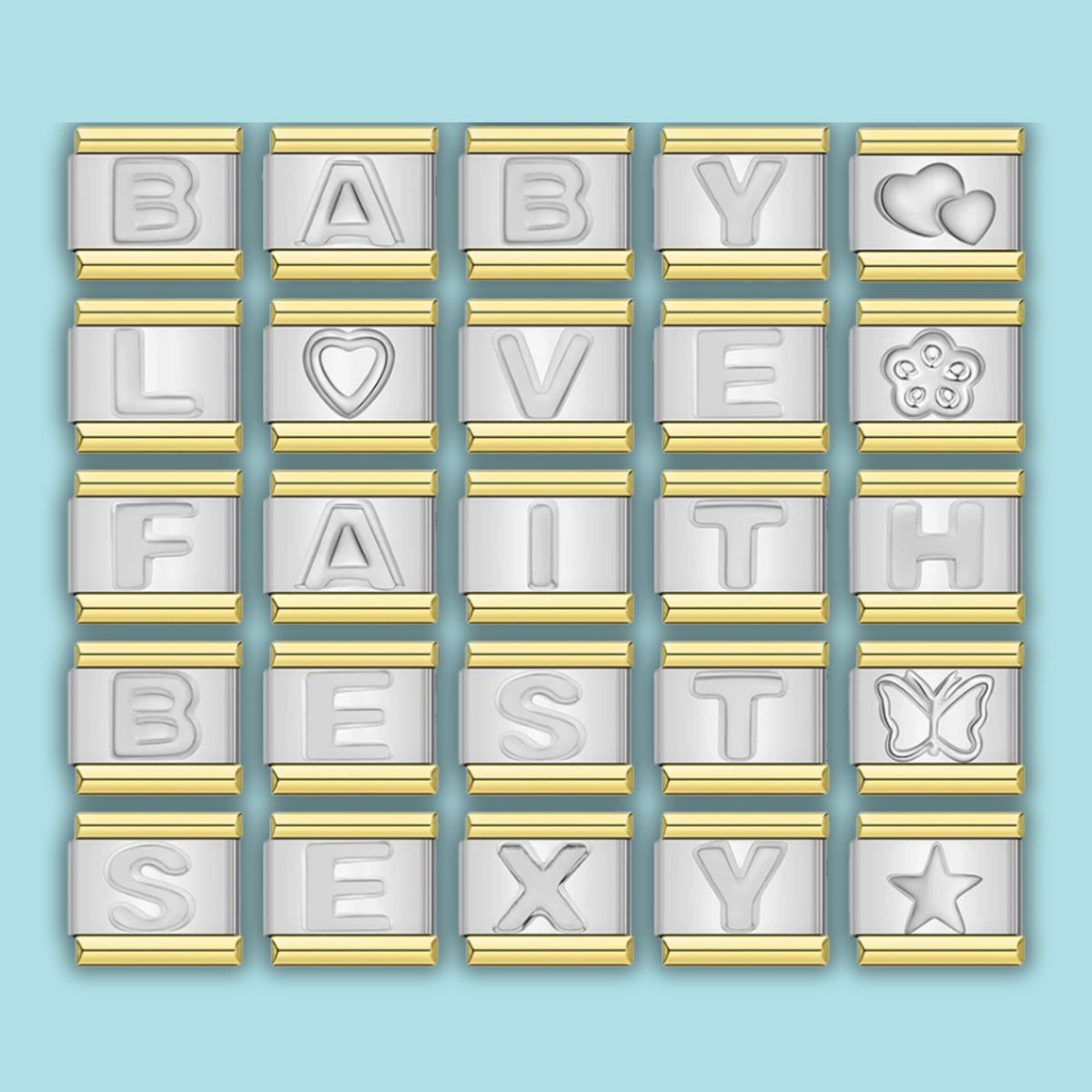 Ensemble de charms Alphabet Doré à Cristaux — photo du produit