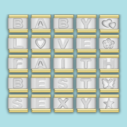 Letter Charm Collection Silver Gold — 9mm Italian Bracelet