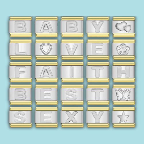 Letter Charm Collection Silver Gold — 9mm Italian Bracelet