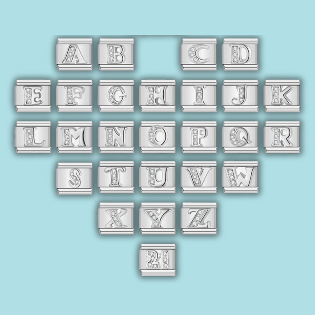 Ensemble de charms Alphabet Argenté à Cœur — photo du produit