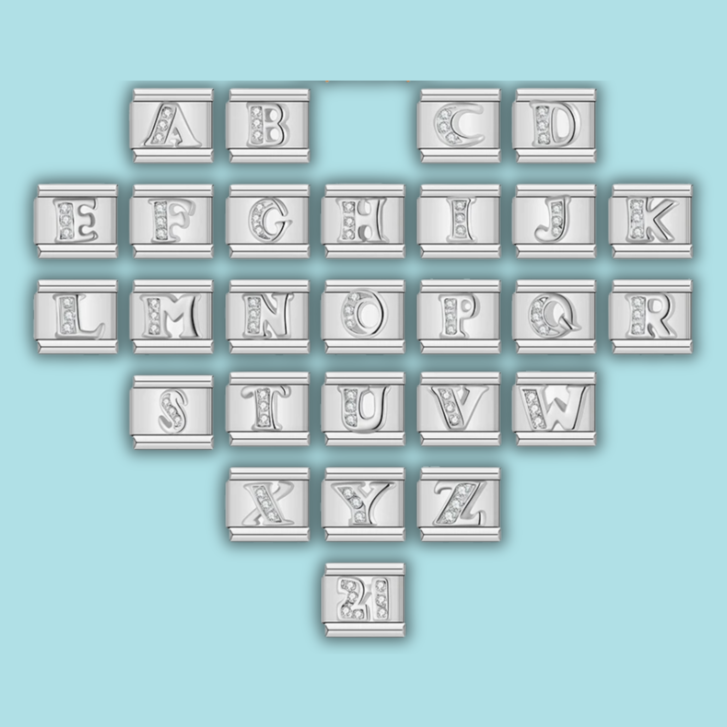 Silver Letter Charm Collection Vol. 2 — 9mm Italian Bracelet