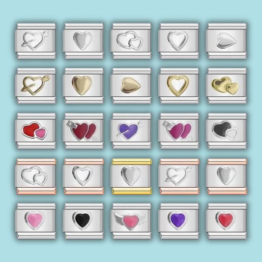Love Heart Link Charm Collection — 9mm Italian Bracelet