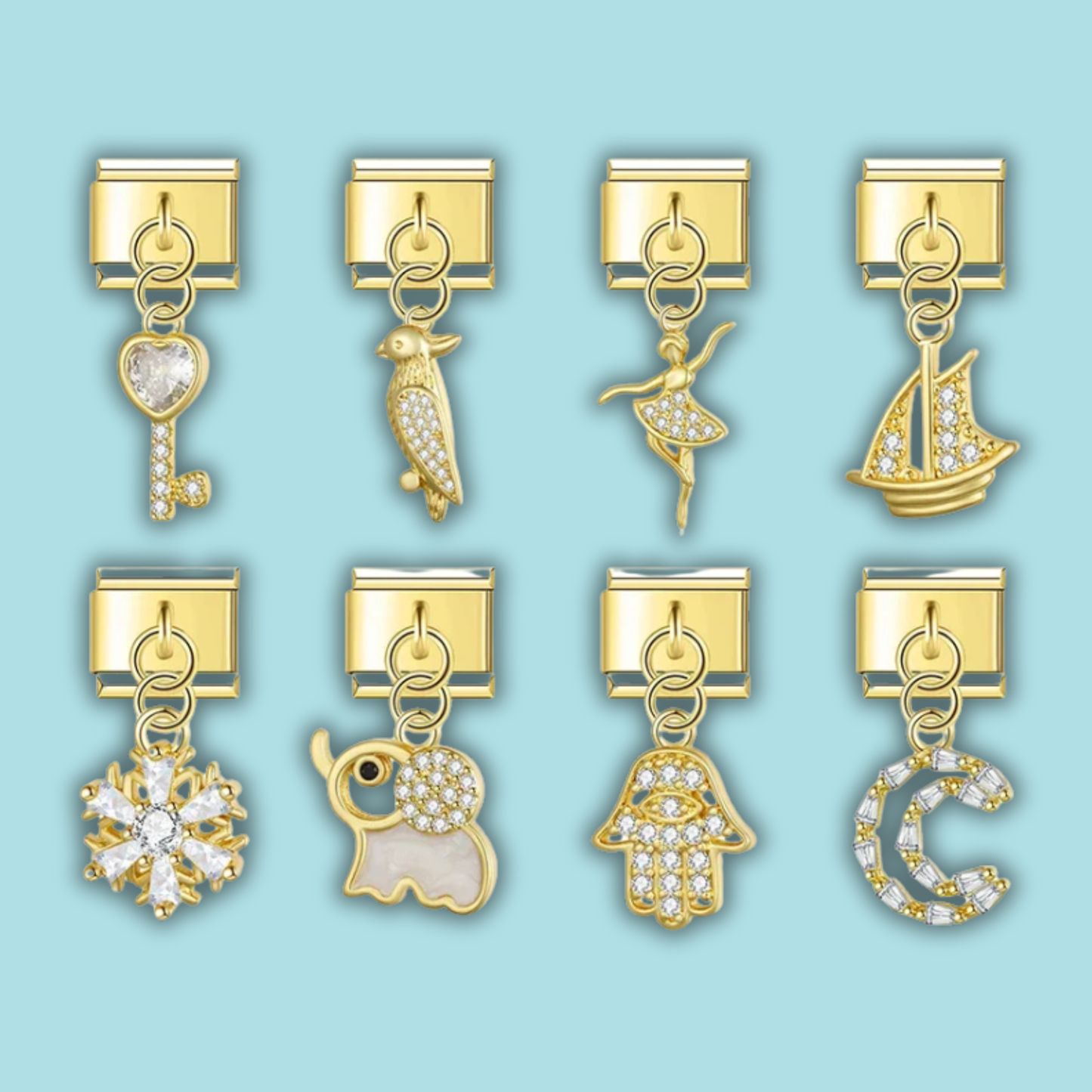 Moon & Sailboat Charm Collection — 9mm Italian Bracelet