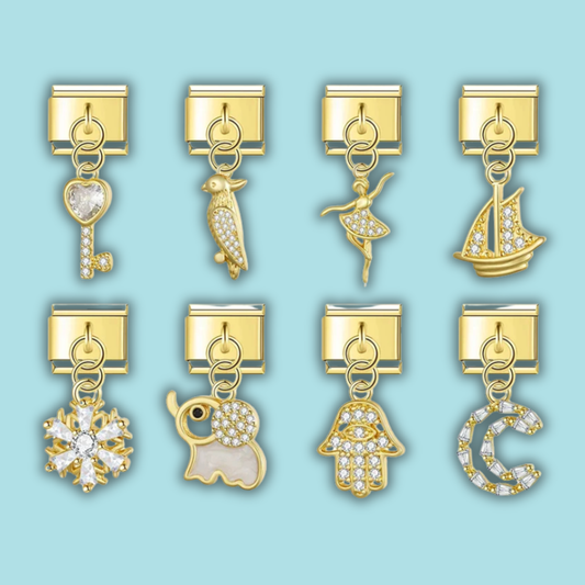 Moon & Sailboat Charm Collection — 9mm Italian Bracelet