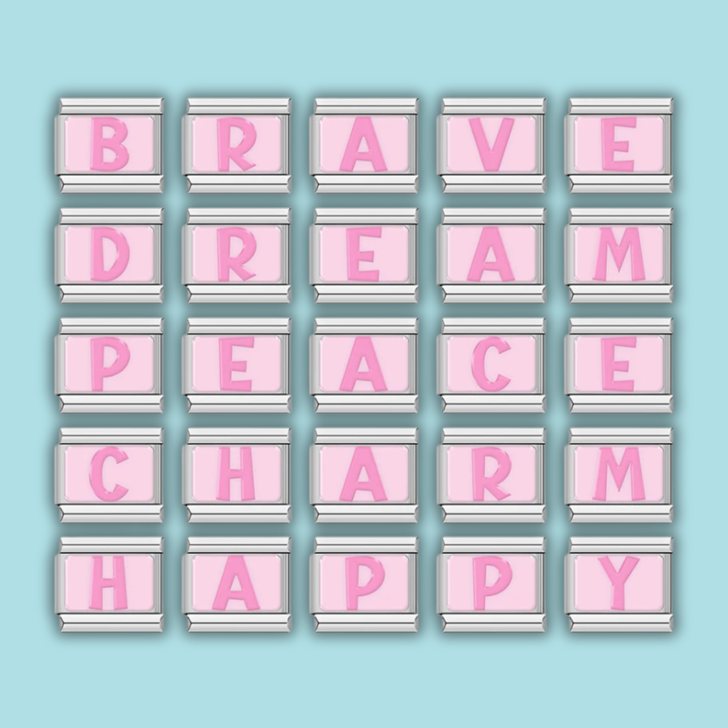 Ensemble de charms Alphabet Rose Argenté — photo du produit