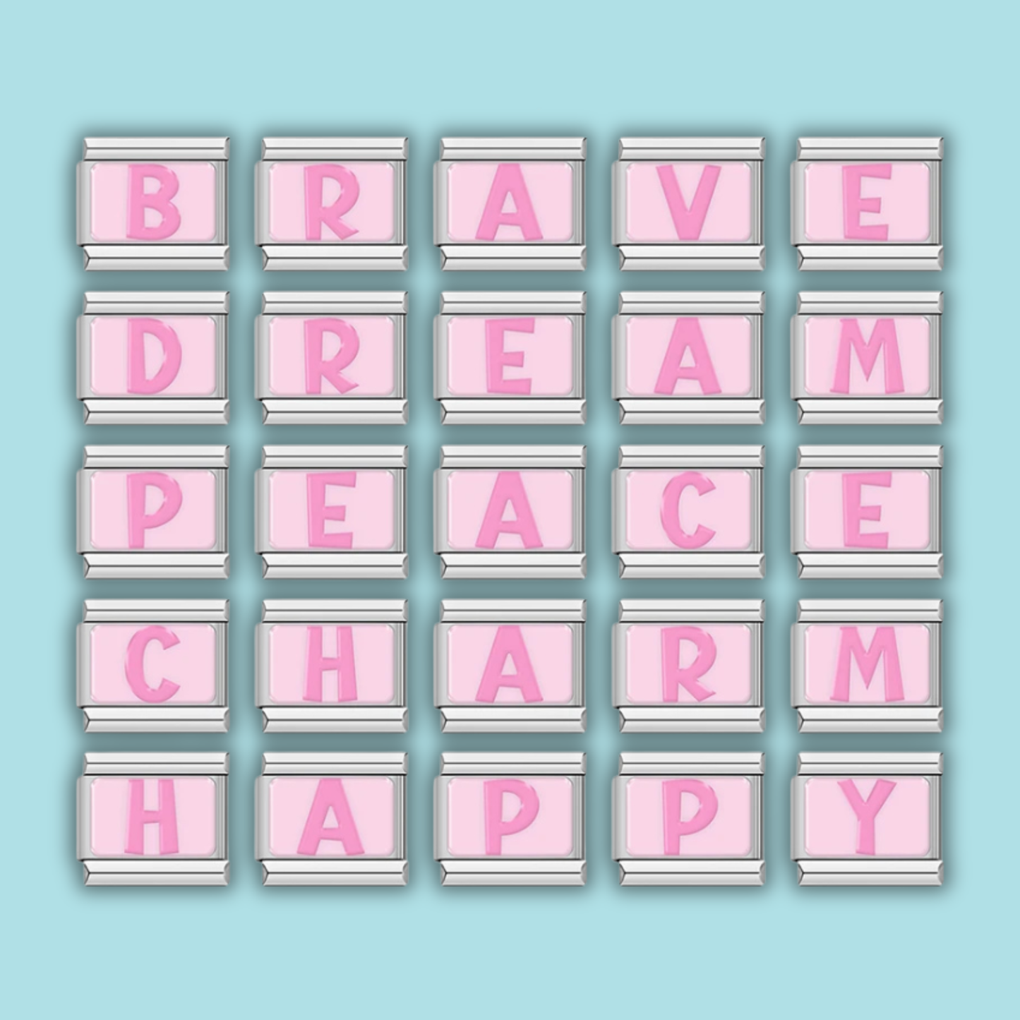 Pink Letter Charm Collection — 9mm Italian Bracelet