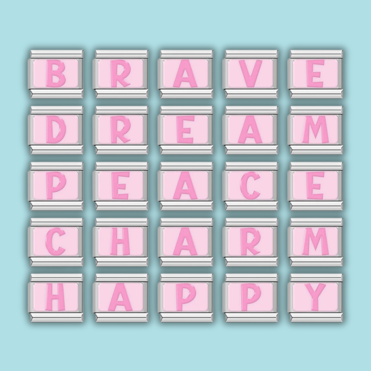Ensemble de charms Alphabet Rose Argenté — photo du produit