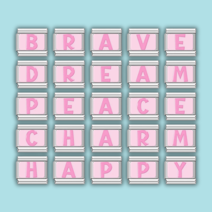 Pink Letter Charm Collection — 9mm Italian Bracelet
