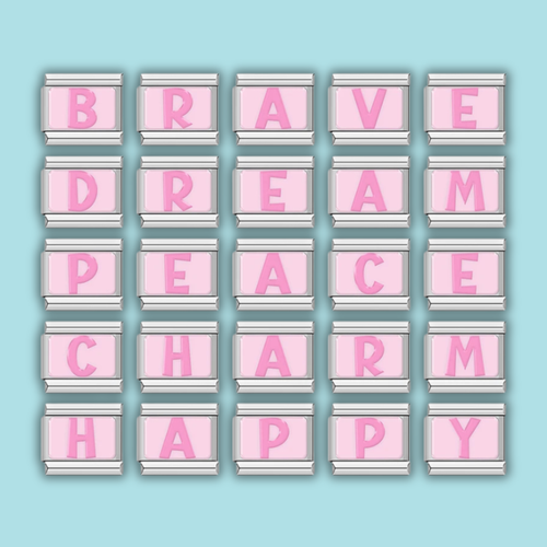 Pink Letter Charm Collection — 9mm Italian Bracelet