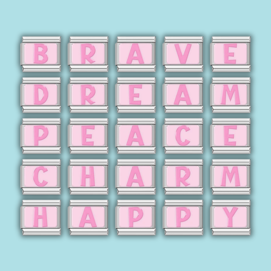 Pink Letter Charm Collection — 9mm Italian Bracelet