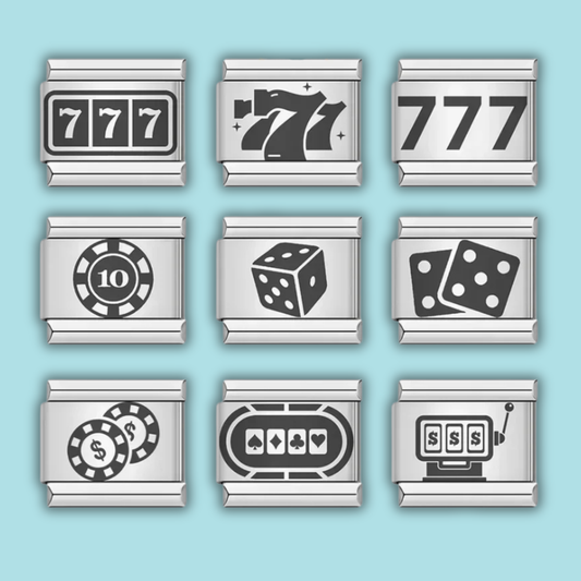 Poker & Casino Charm Collection — 9mm Italian Bracelet