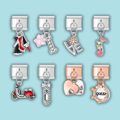 Crown & Paw Charm Collection — 9mm Italian Bracelet